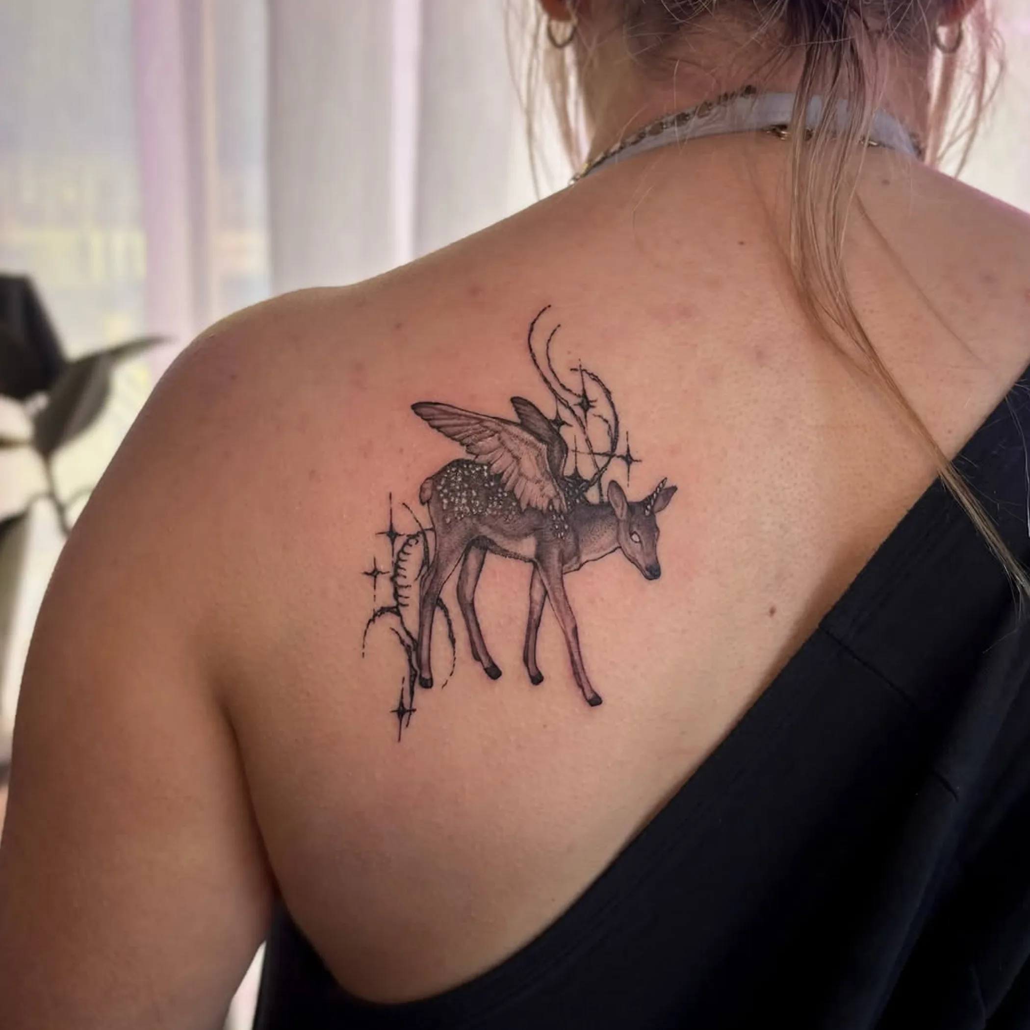 clearly visible new tattoo