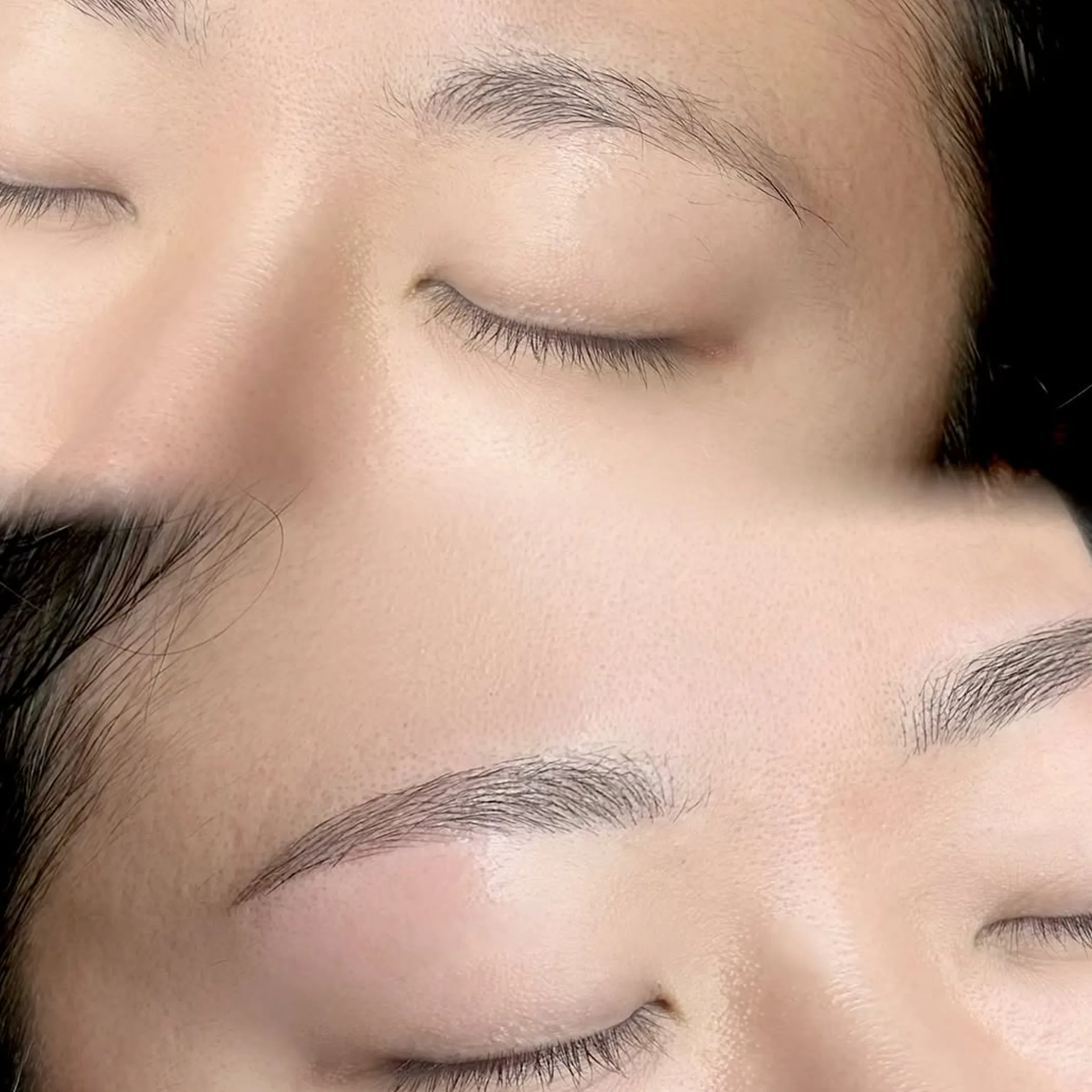 freshly treated eyebrows